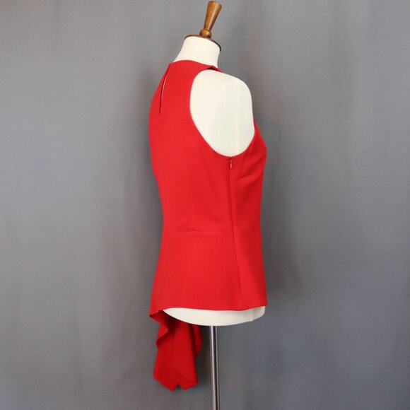Cushnie Et Ochs 10 Holiday Red Asymmetrical Hem Tank Top Blouse - Picture 7 of 12